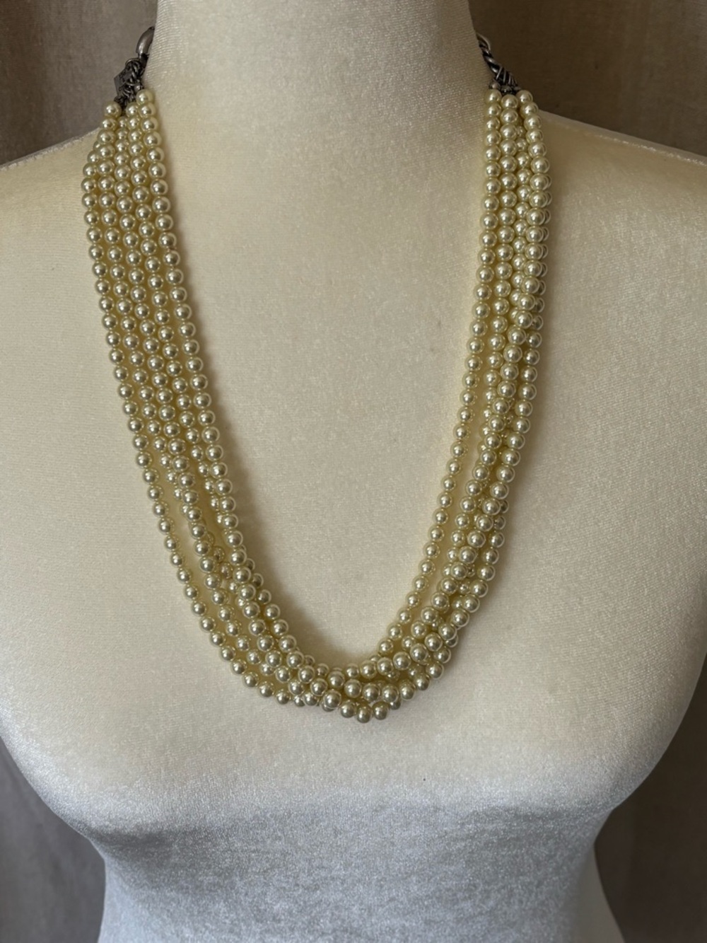 Five Strand Faux Pearl Necklace